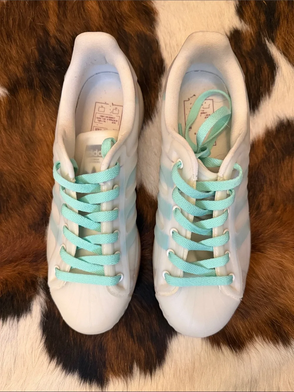 adidas Kids Superstars with Mint Laces
